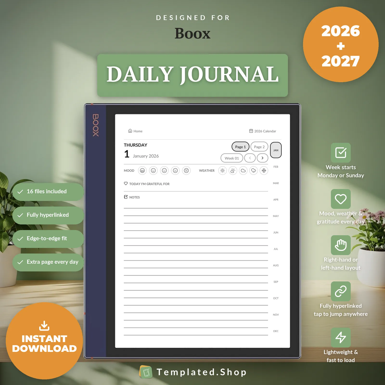 Daily Journal on an e-ink tablet