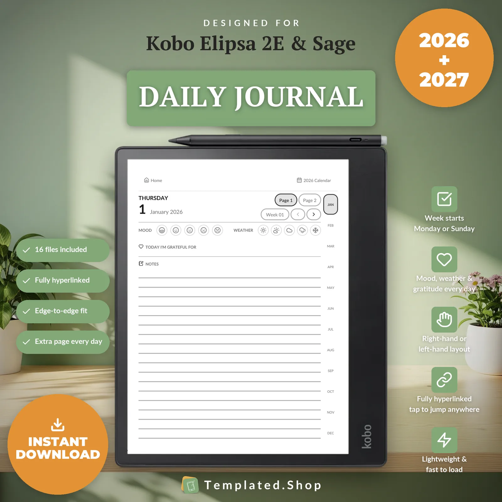 Daily Journal on an e-ink tablet