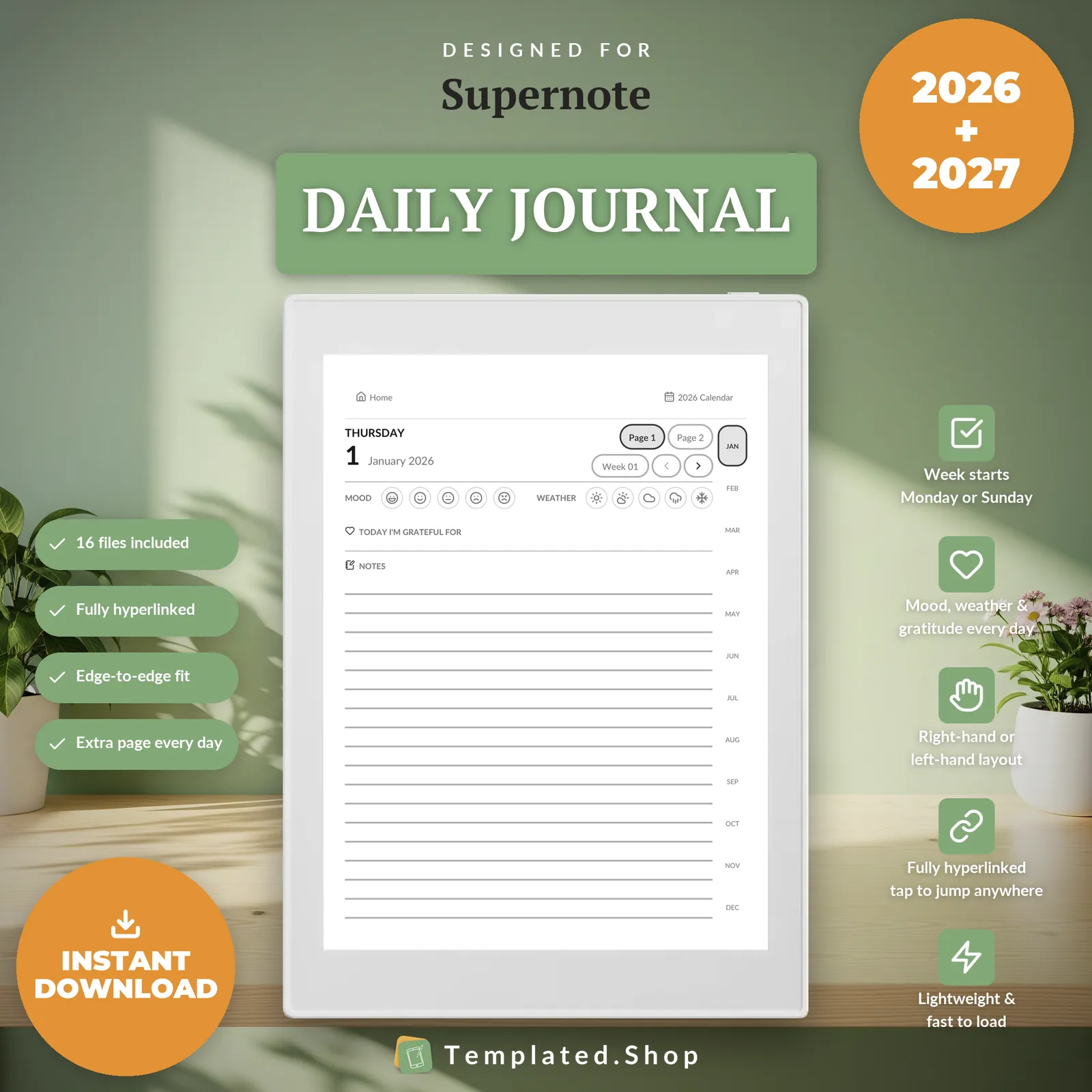 Daily Journal on an e-ink tablet