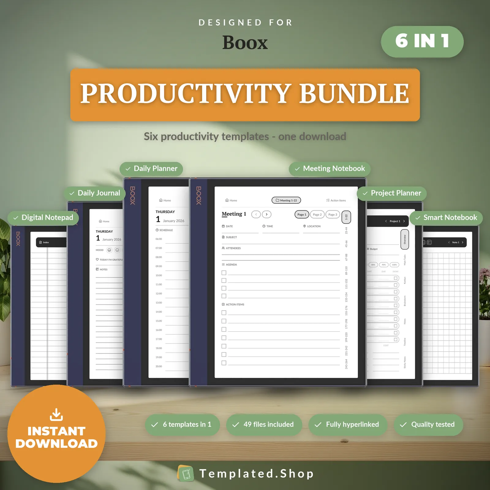 Productivity Bundle on an e-ink tablet