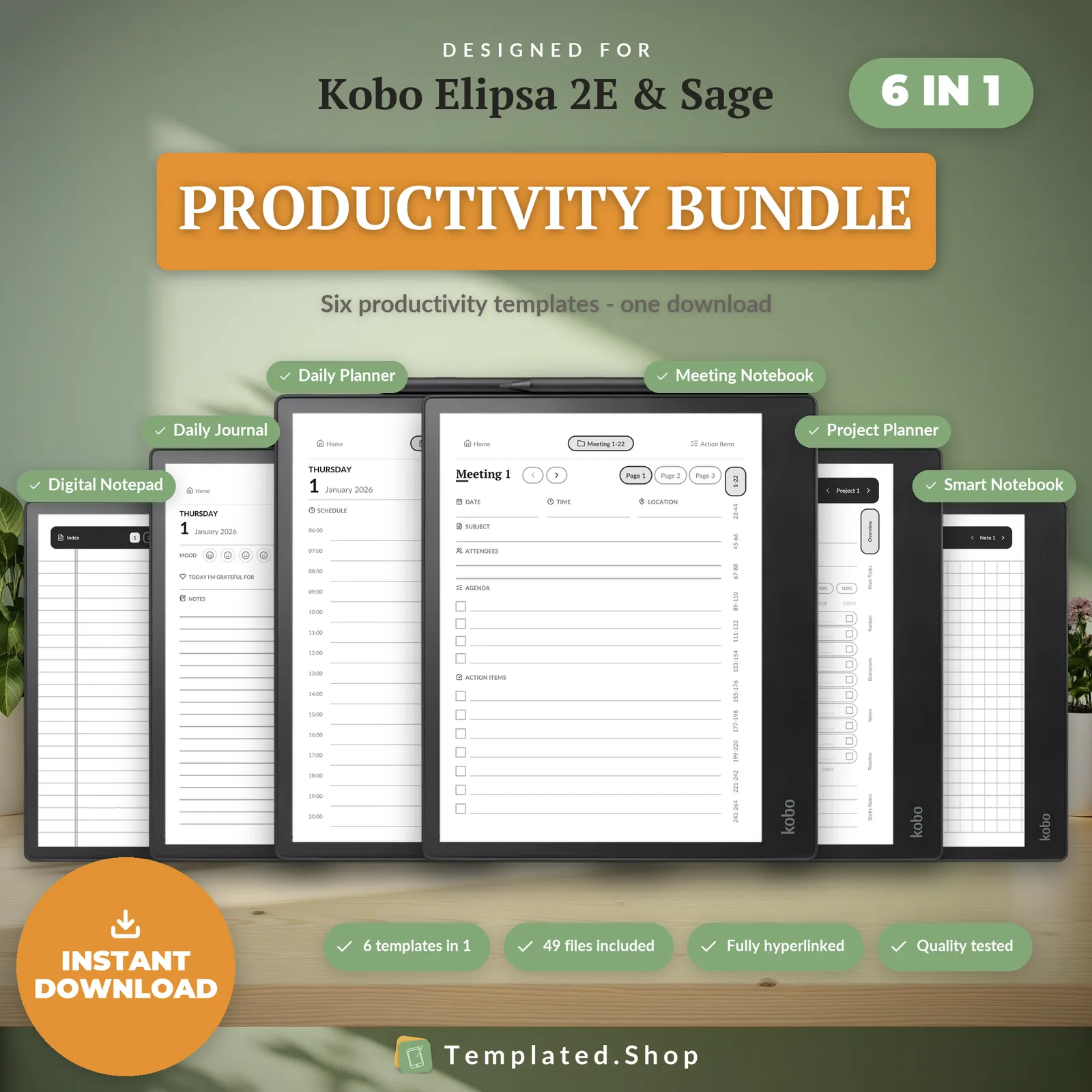 Productivity Bundle on an e-ink tablet