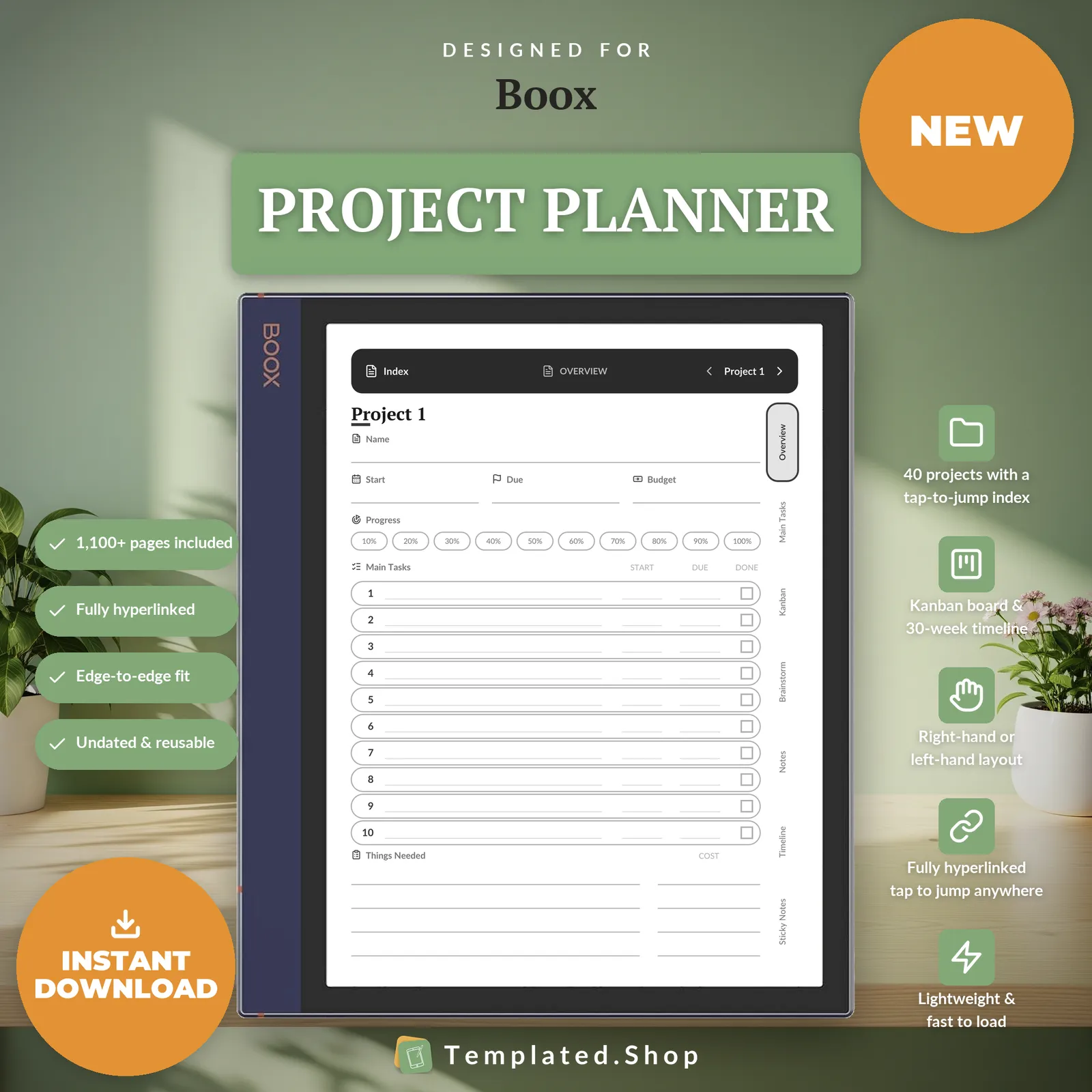 Project Planner on an e-ink tablet