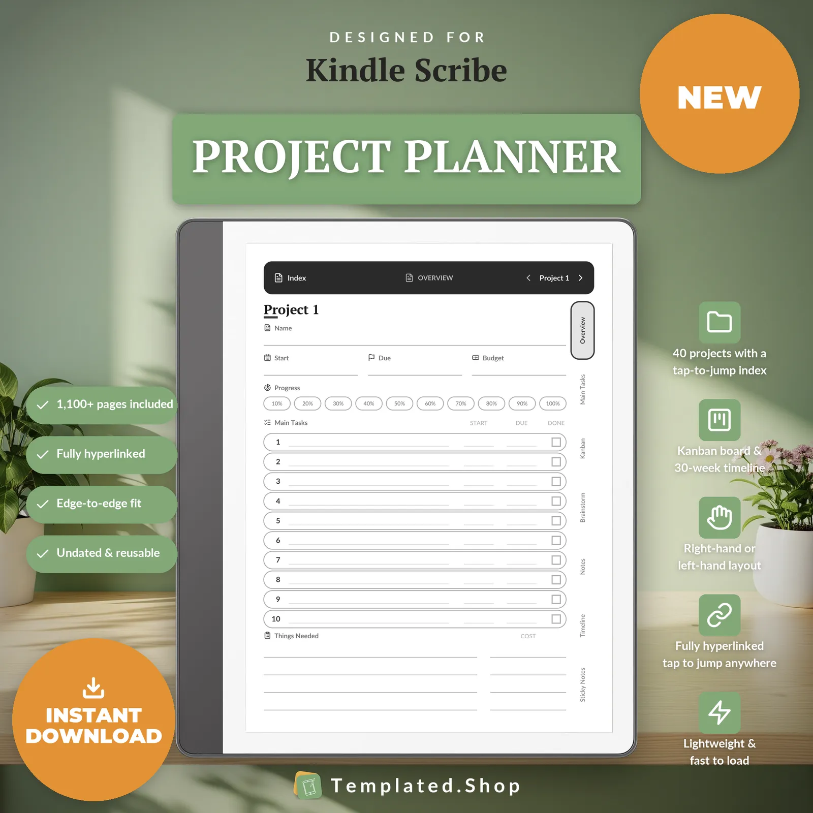 Project Planner on an e-ink tablet