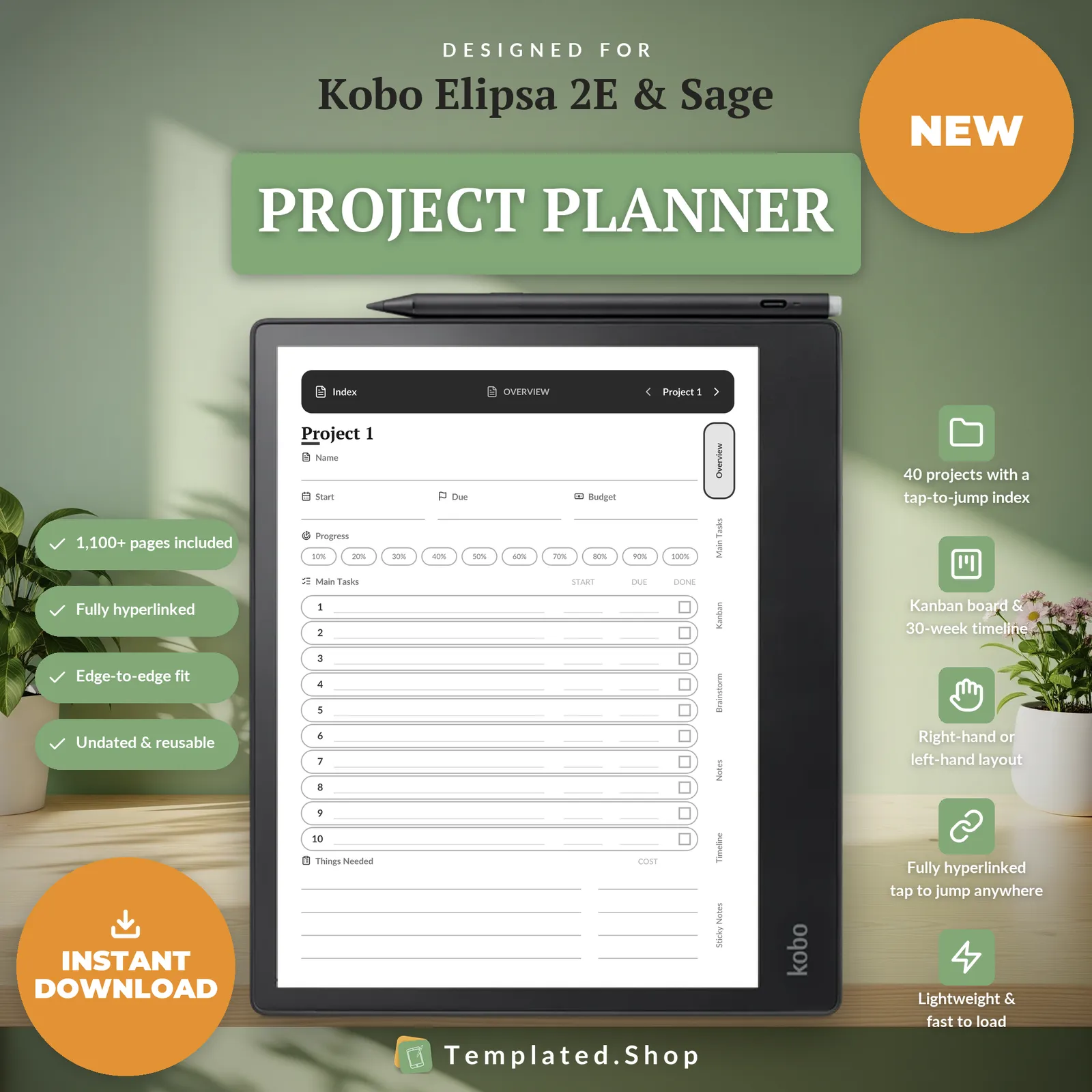 Project Planner on an e-ink tablet