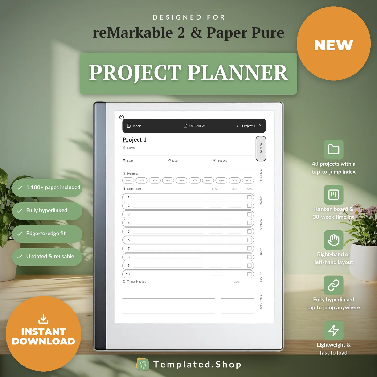 Project Planner on an e-ink tablet