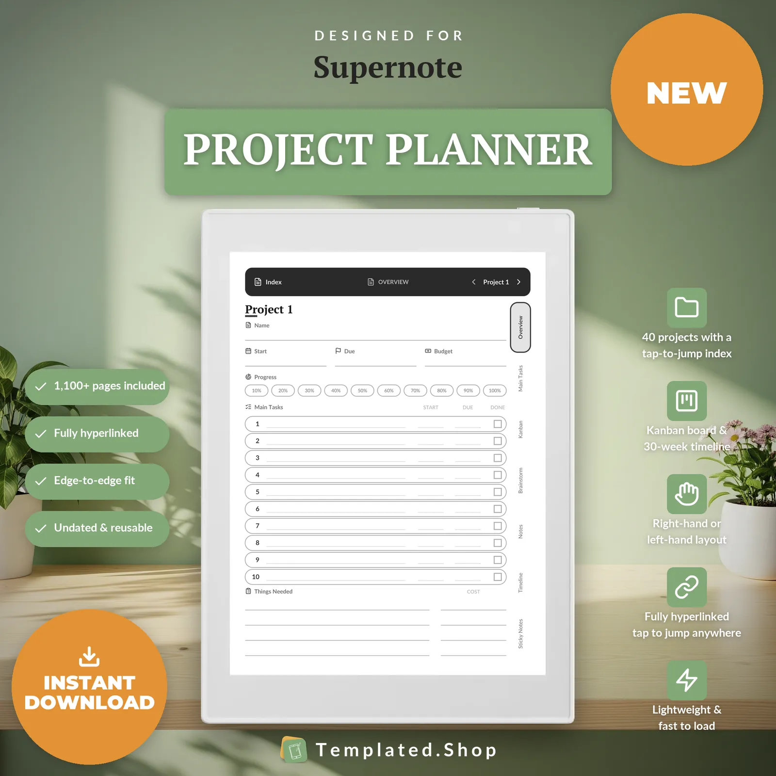 Project Planner on an e-ink tablet